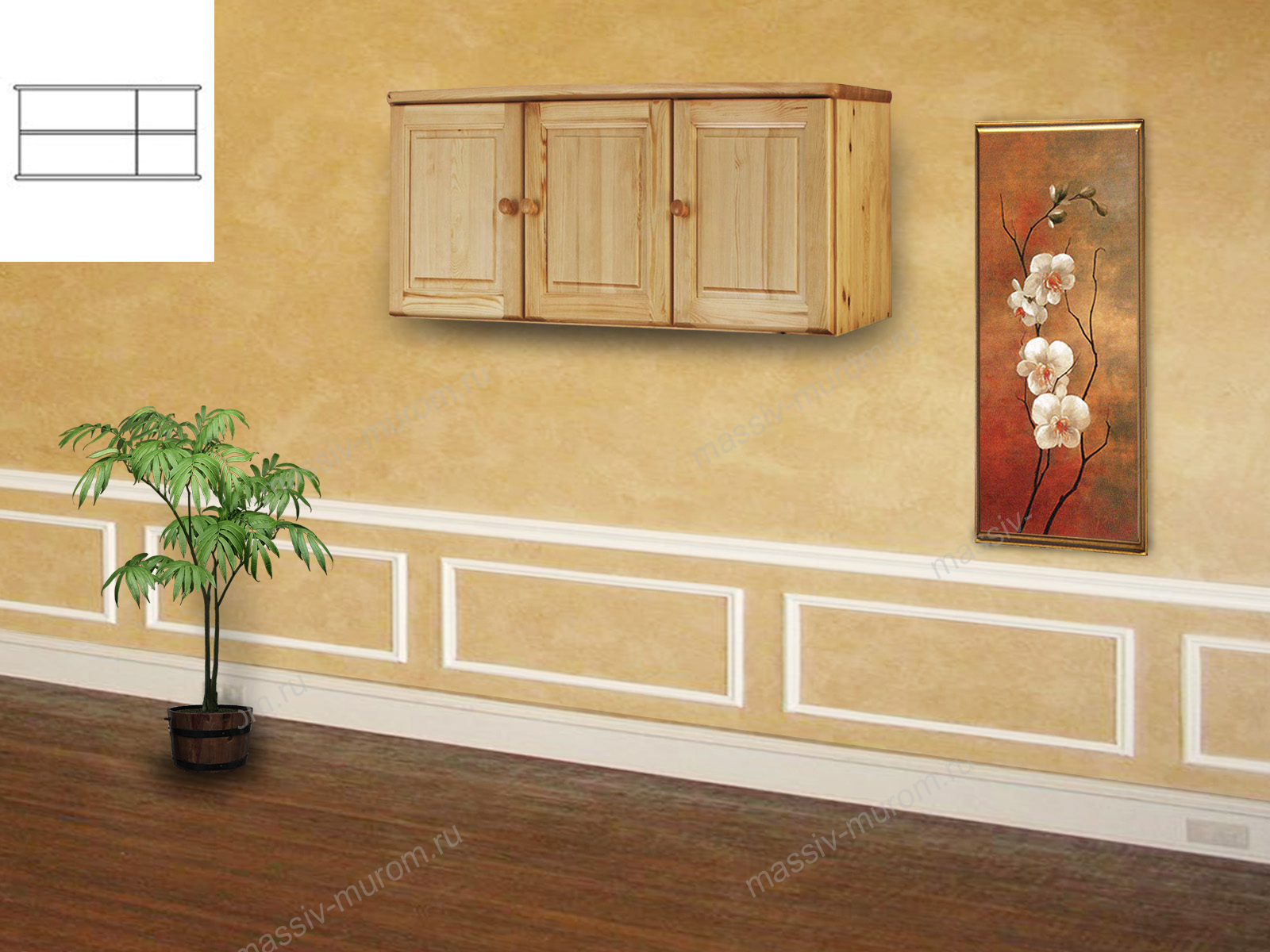 Антресоль деревянная 3-х створчатая "ММА-144"